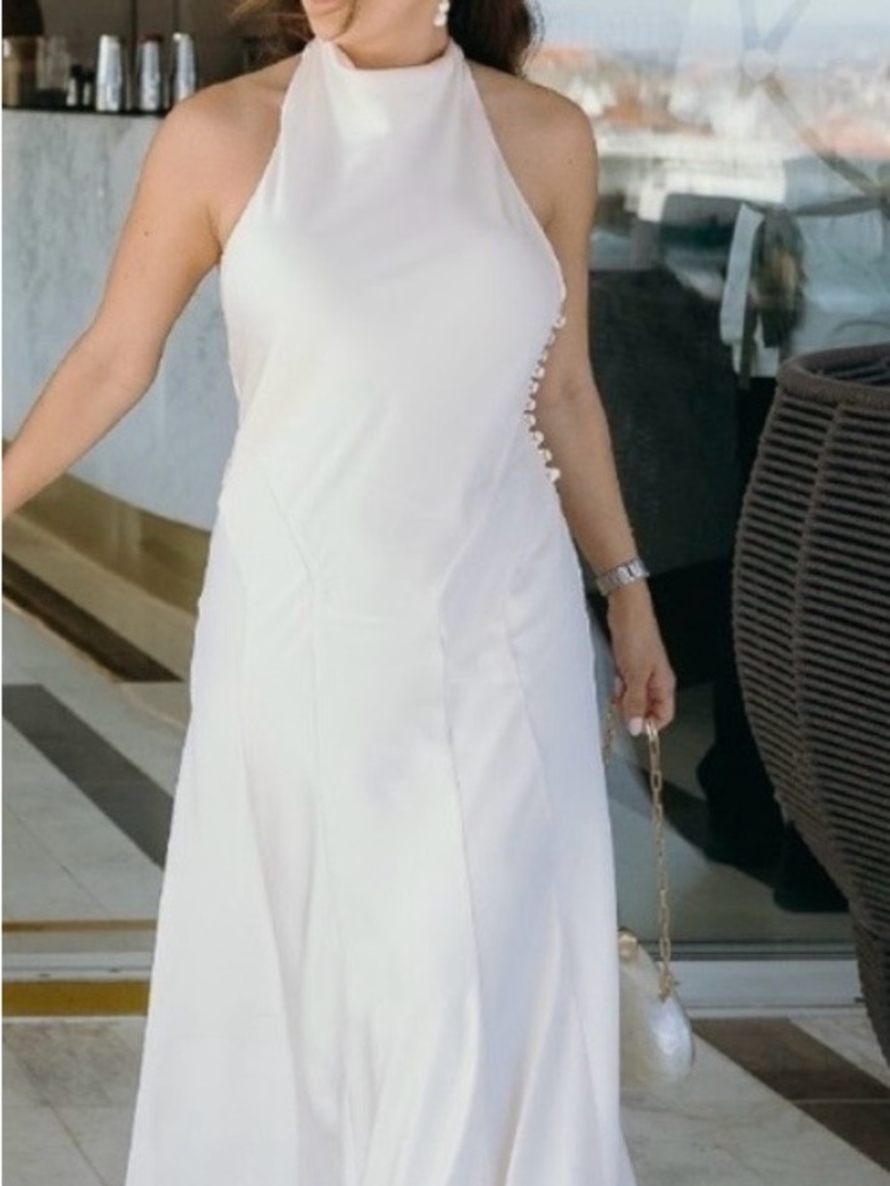 Reformation Ivory Bias-Cut Halter Wedding Gown - Picture 3 of 9